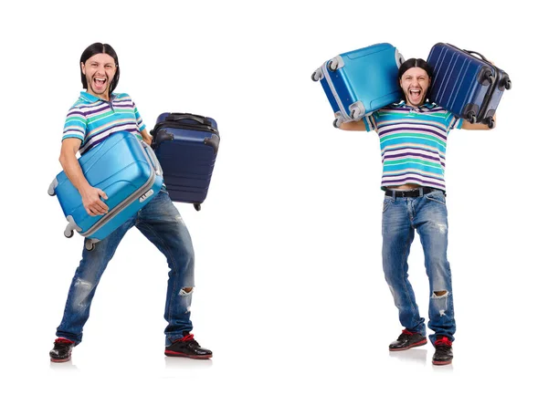 Travel vacation concept with luggage on white — Stock Photo, Image