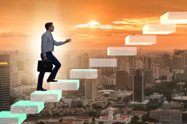 İş adamı büyüme kavramında bar çizelgelerine tırmanıyor