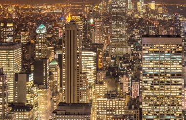 Günbatımında New York Manhattan manzarası