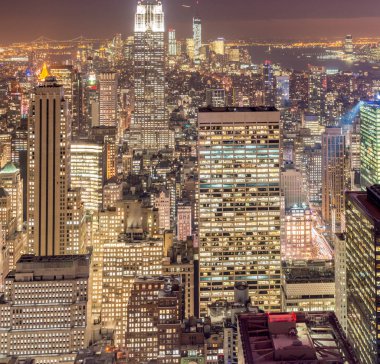 Günbatımında New York Manhattan manzarası