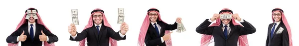 Арабский бизнесмен в очках с долларом в смешной концепции изол — стоковое фото