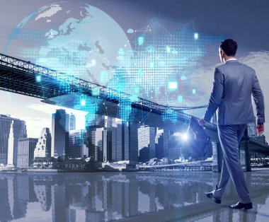 Bulut bilgi işlem kavram yürümeye İşadamı