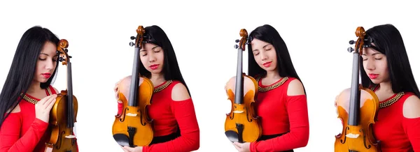 Mulher tocando violino isolado no branco — Fotografia de Stock