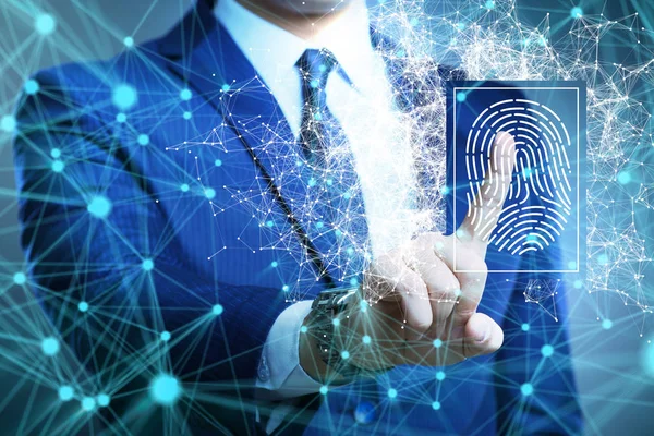 Biometrics security access concept with fingerprint — 스톡 사진