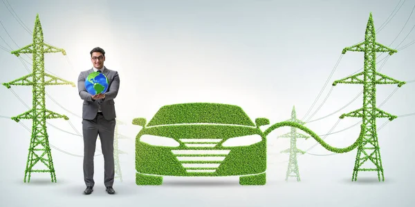 Coche eléctrico y concepto de energía verde —  Fotos de Stock