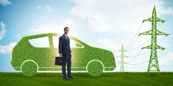 Koncepcja samochodu elektrycznego i zielonej energii — Zdjęcie stockowe