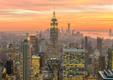 Günbatımında New York Manhattan manzarası
