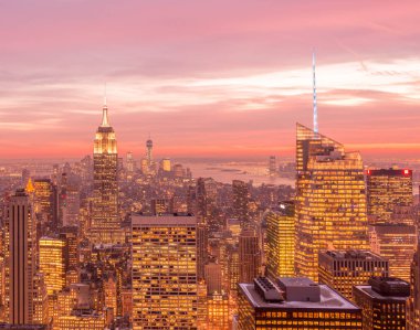 Günbatımında New York Manhattan manzarası