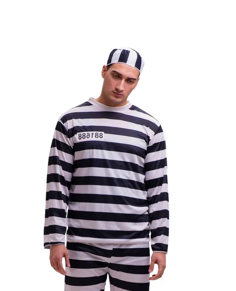 Чоловік ув'язнений ізольований на білому тлі — стокове фото