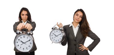 Saati olan iş kadını teslim tarihini kaçırıyor.