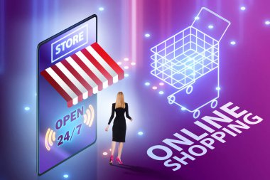 Akıllı telefonlu online alışveriş kavramı