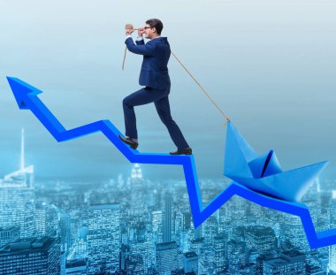Tekne Çizgi grafiğinin üzerine çekerek işadamı
