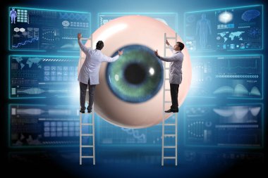 Doktor dev gözü tıbbi konseptte inceliyor.