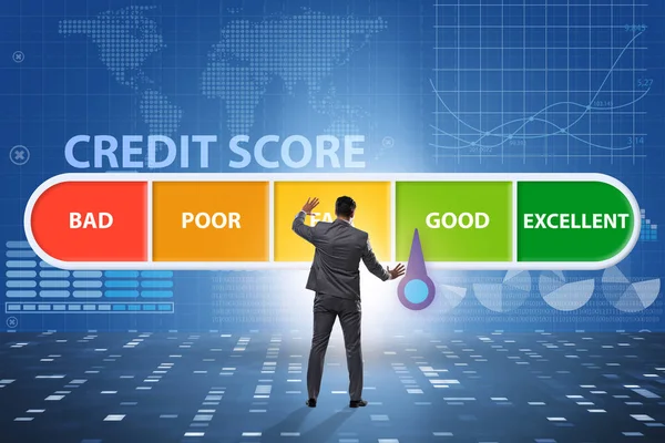 Empresário no conceito de pontuação de crédito — Fotografia de Stock