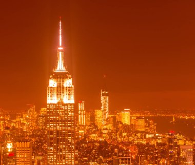 Günbatımında New York Manhattan manzarası