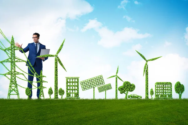 Zielona i ekologiczna koncepcja z biznesmenem — Zdjęcie stockowe