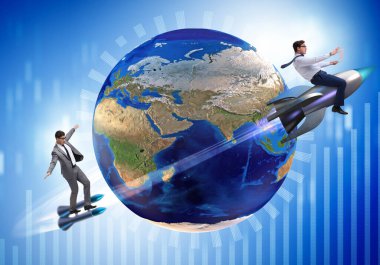 İki işadamları dünyanın dört bir yanından takip