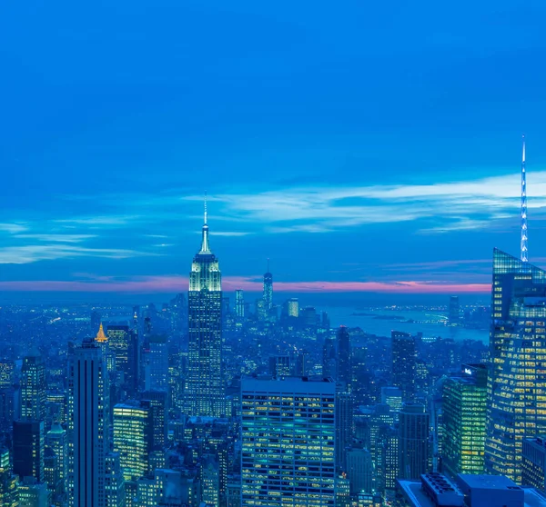 View of New York Manhattan during sunset hours — Stock Photo, Image