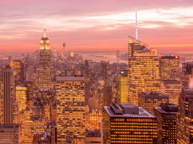 Günbatımında New York Manhattan manzarası