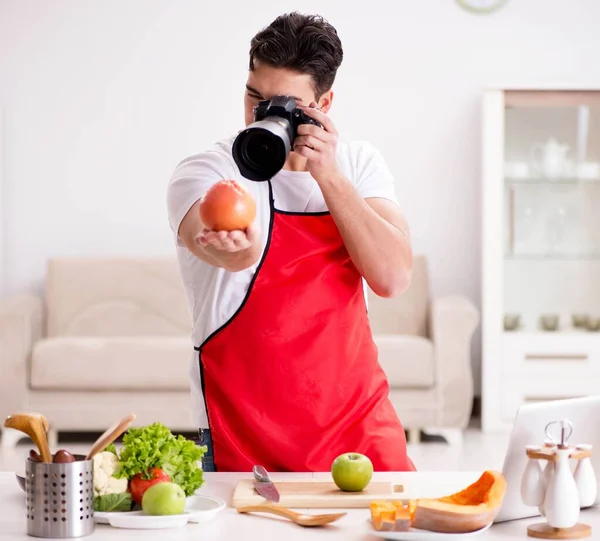 Food blogger working in the kitchen