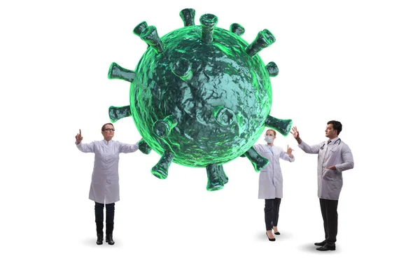 Coronavirus concept met arts op zoek naar genezing — Stockfoto