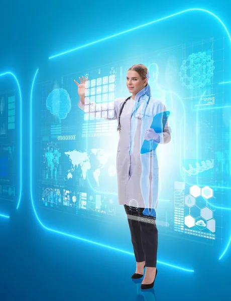 Woman doctor in telemedicine futuristic concept