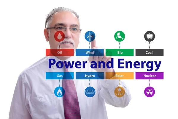 Energie mix concept met zakenman — Stockfoto