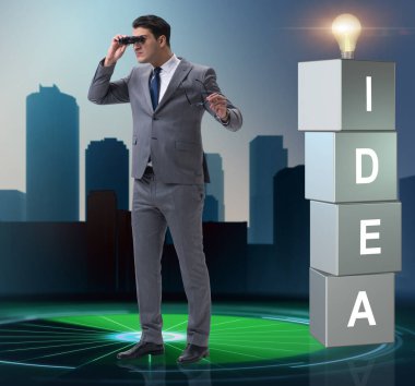 Parlak fikirler arayan iş adamı.