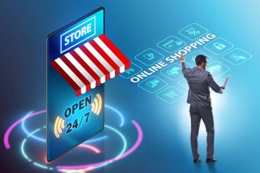 Akıllı telefonlu online alışveriş kavramı