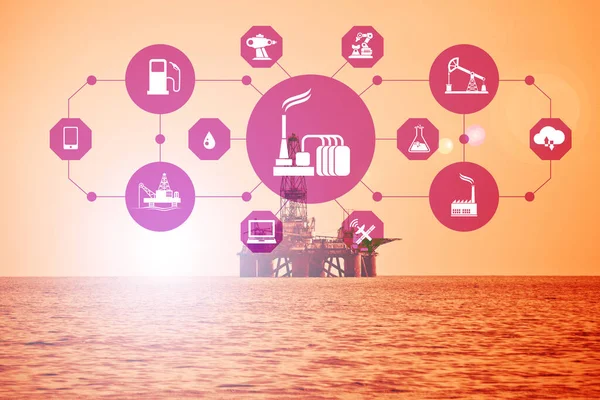 Concepto de automatización en la industria del petróleo y el gas —  Fotos de Stock