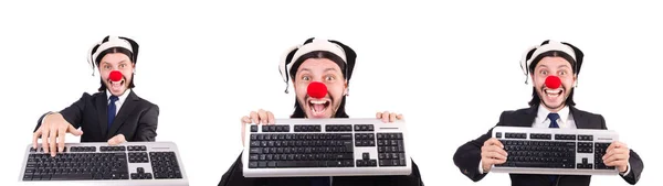 Zabawny clown z klawiatury na białym tle — Zdjęcie stockowe