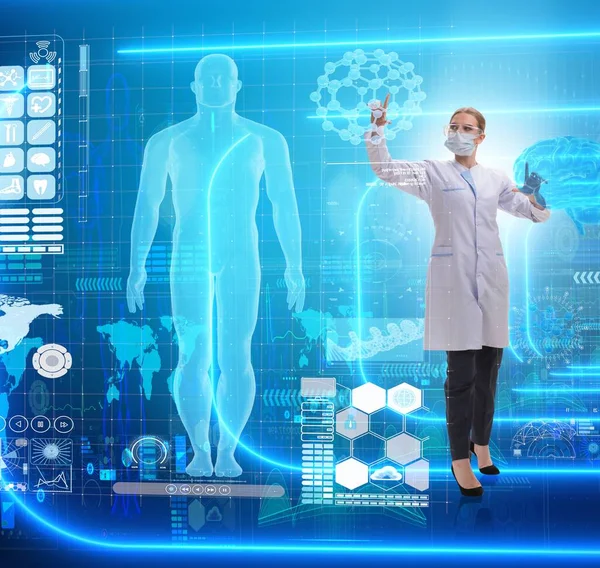 Kvinna läkare i telemedicin futuristiska koncept — Stockfoto