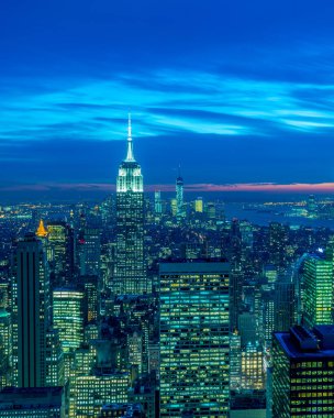Günbatımında New York Manhattan manzarası