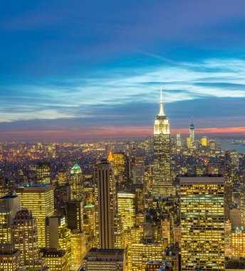 Günbatımında New York Manhattan manzarası