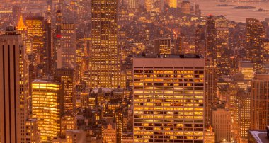 Günbatımında New York Manhattan manzarası