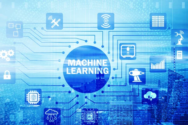 Концепция современных информационных технологий с машинным обучением — стоковое фото