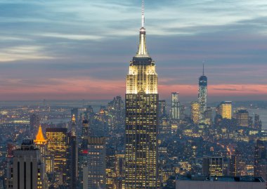 Günbatımında New York Manhattan manzarası