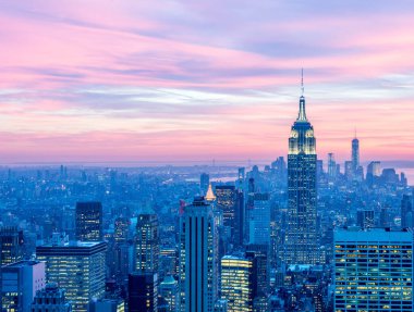 Günbatımında New York Manhattan manzarası