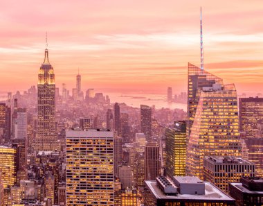 Günbatımında New York Manhattan manzarası