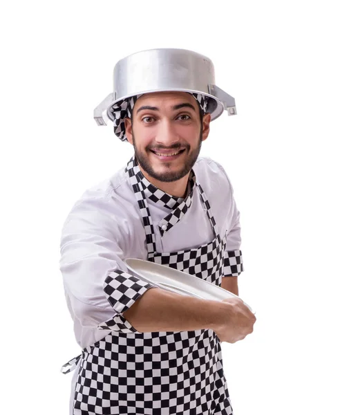 Masculino cozinheiro isolado no fundo branco — Fotografia de Stock