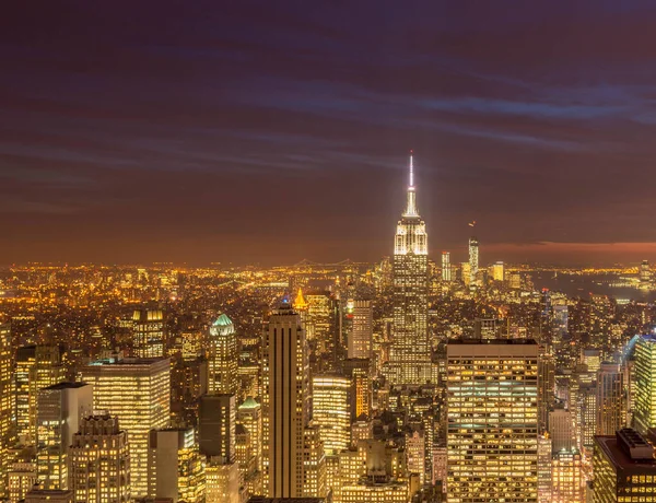 Vista de Nova York Manhattan durante o pôr do sol — Fotografia de Stock