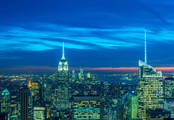 Blick auf New York Manhattan bei Sonnenuntergang — Stockfoto