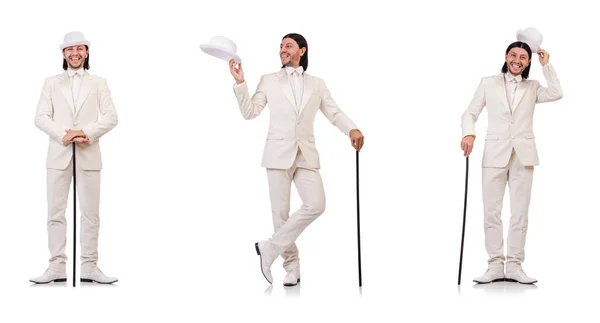 Gentleman in wit pak geïsoleerd op wit — Stockfoto