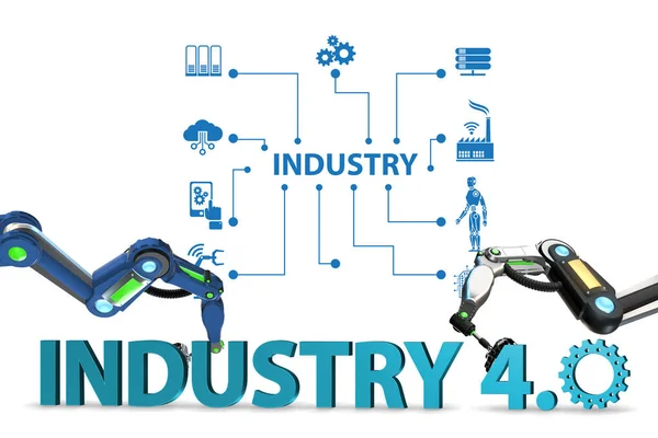 Концепція Industry 4.0 з різними етапами - 3d рендеринг — стокове фото