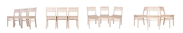Sorban a székek elszigetelt a fehér — Stock Fotó