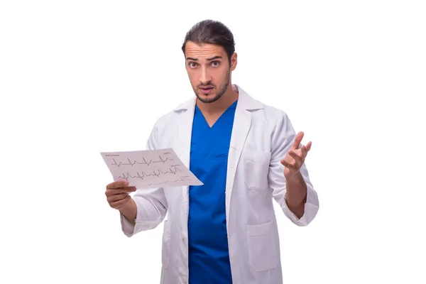 Jovem médico masculino isolado em branco — Fotografia de Stock