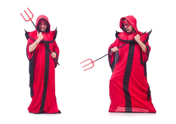 Man djävul i röd kostym — Stockfoto