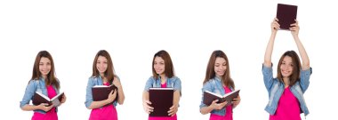 Öğrenci kız beyaz kitapları ile