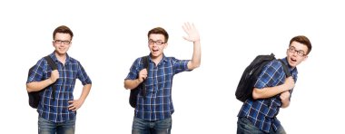 Beyaz tenli komik öğrenci.