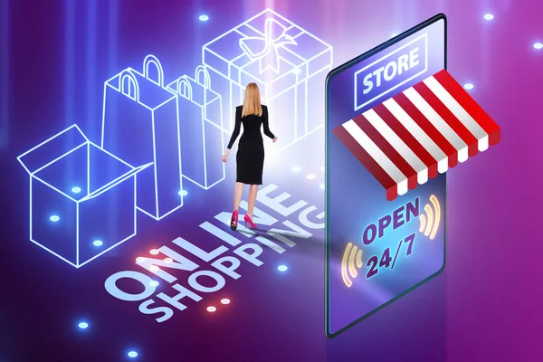 Online shopping concept met smartphone — Stockfoto